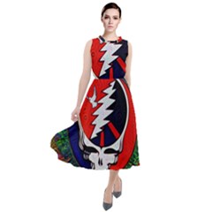 Grateful Dead Pattern Round Neck Boho Dress