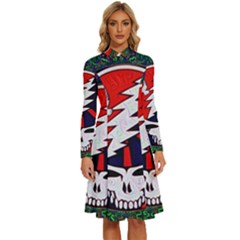 Grateful Dead Pattern Long Sleeve Shirt Collar A-line Dress by Mog4mog4