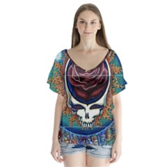 Grateful Dead Ahead Of Their Time V-neck Flutter Sleeve Top by Mog4mog4