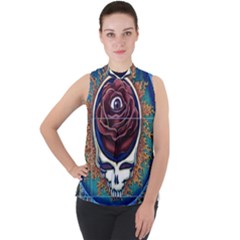 Grateful Dead Ahead Of Their Time Mock Neck Chiffon Sleeveless Top by Mog4mog4