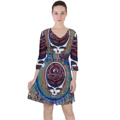 Grateful Dead Ahead Of Their Time Quarter Sleeve Ruffle Waist Dress by Mog4mog4