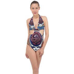 Grateful Dead Ahead Of Their Time Halter Front Plunge Swimsuit by Mog4mog4