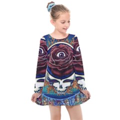 Grateful Dead Ahead Of Their Time Kids  Long Sleeve Dress by Mog4mog4