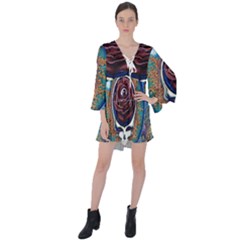 Grateful Dead Ahead Of Their Time V-neck Flare Sleeve Mini Dress by Mog4mog4