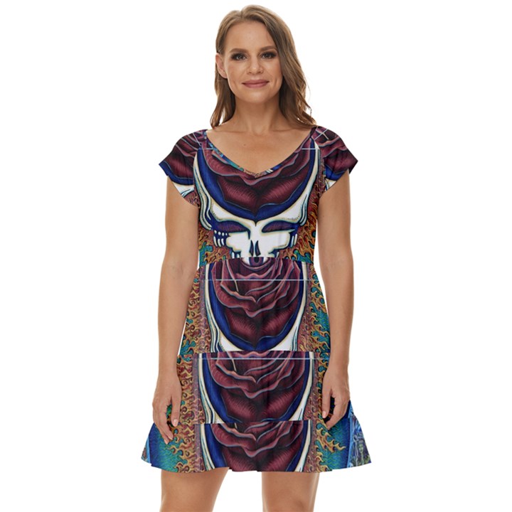 Grateful Dead Ahead Of Their Time Short Sleeve Tiered Mini Dress