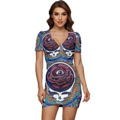 Grateful Dead Ahead Of Their Time Low Cut Cap Sleeve Mini Dress by Mog4mog4