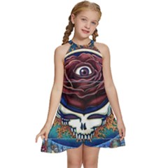 Grateful Dead Ahead Of Their Time Kids  Halter Collar Waist Tie Chiffon Dress by Mog4mog4