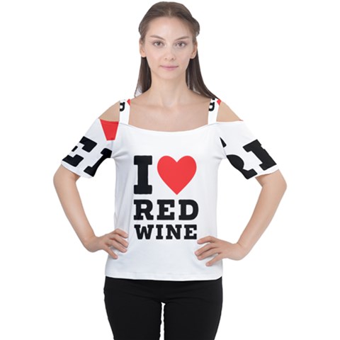 I Love Red Wine Cutout Shoulder Tee by ilovewhateva