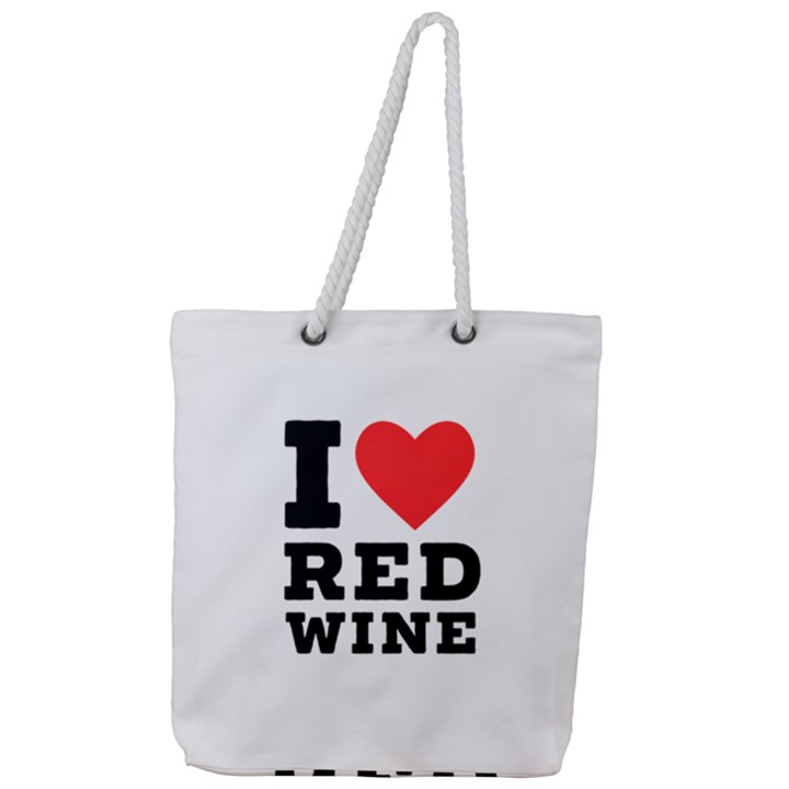 I love red wine Full Print Rope Handle Tote (Large)