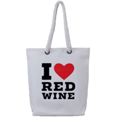 I Love Red Wine Full Print Rope Handle Tote (small) by ilovewhateva