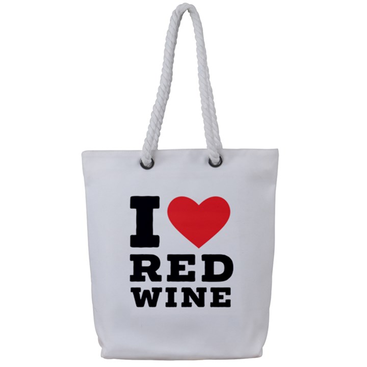 I love red wine Full Print Rope Handle Tote (Small)