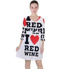 I Love Red Wine Quarter Sleeve Ruffle Waist Dress by ilovewhateva