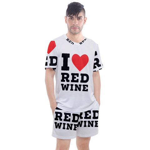 I Love Red Wine Men s Mesh Tee And Shorts Set by ilovewhateva