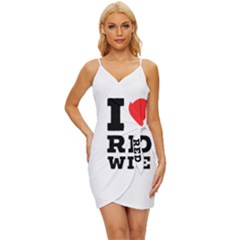 I Love Red Wine Wrap Tie Front Dress by ilovewhateva