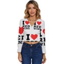 I love red wine Long Sleeve V-Neck Top View1