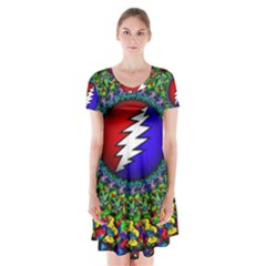 Grateful Dead Short Sleeve V-neck Flare Dress by Mog4mog4