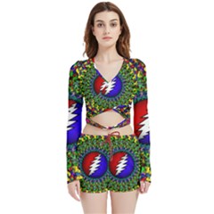 Grateful Dead Velvet Wrap Crop Top And Shorts Set