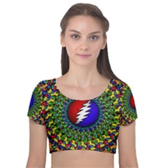 Grateful Dead Velvet Short Sleeve Crop Top  by Mog4mog4