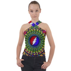 Grateful Dead Cross Neck Velour Top