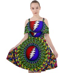 Grateful Dead Cut Out Shoulders Chiffon Dress by Mog4mog4