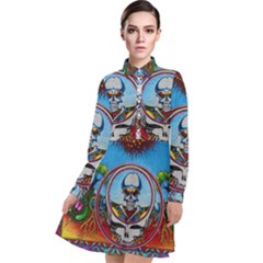 Grateful Dead Wallpapers Long Sleeve Chiffon Shirt Dress