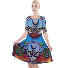 Grateful Dead Wallpapers Quarter Sleeve A-line Dress