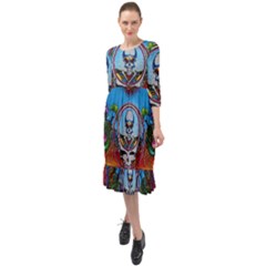 Grateful Dead Wallpapers Ruffle End Midi Chiffon Dress