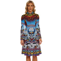 Grateful Dead Wallpapers Long Sleeve Shirt Collar A-line Dress by Mog4mog4