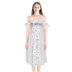 Joy Division Unknown Pleasures Post Punk Shoulder Tie Bardot Midi Dress by Mog4mog4