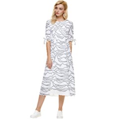 Joy Division Unknown Pleasures Post Punk Bow Sleeve Chiffon Midi Dress by Mog4mog4