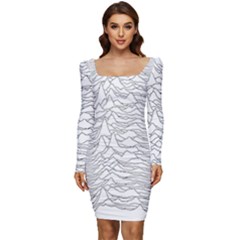 Joy Division Unknown Pleasures Post Punk Women Long Sleeve Ruched Stretch Jersey Dress by Mog4mog4