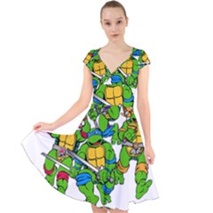 Teenage Mutant Ninja Turtles Cap Sleeve Front Wrap Midi Dress by Mog4mog4