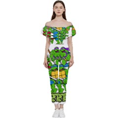 Teenage Mutant Ninja Turtles Off Shoulder Ruffle Top Jumpsuit by Mog4mog4