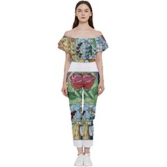 Beauty Stained Glass Off Shoulder Ruffle Top Jumpsuit