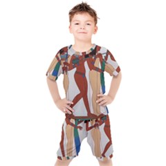 Egypt Fresco Mural Decoration Kids  Tee And Shorts Set by Mog4mog4