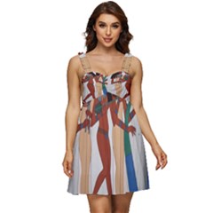 Egypt Fresco Mural Decoration Ruffle Strap Babydoll Chiffon Dress by Mog4mog4