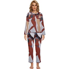 Egypt Fresco Mural Decoration Womens  Long Sleeve Lightweight Pajamas Set by Mog4mog4