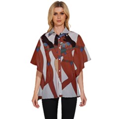 Egypt Fresco Mural Decoration Women s Batwing Button Up Shirt