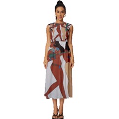 Egypt Fresco Mural Decoration Sleeveless Round Neck Midi Dress by Mog4mog4