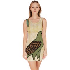 Egyptian Paper Papyrus Bird Bodycon Dress