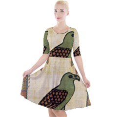 Egyptian Paper Papyrus Bird Quarter Sleeve A-line Dress by Mog4mog4