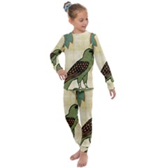 Egyptian Paper Papyrus Bird Kids  Long Sleeve Set  by Mog4mog4