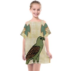 Egyptian Paper Papyrus Bird Kids  One Piece Chiffon Dress by Mog4mog4