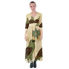 Egyptian Paper Papyrus Bird Button Up Maxi Dress by Mog4mog4