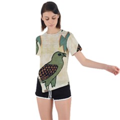 Egyptian Paper Papyrus Bird Asymmetrical Short Sleeve Sports Tee by Mog4mog4