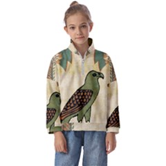 Egyptian Paper Papyrus Bird Kids  Half Zip Hoodie by Mog4mog4