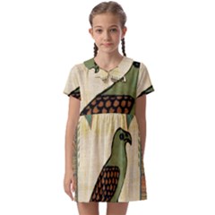 Egyptian Paper Papyrus Bird Kids  Asymmetric Collar Dress by Mog4mog4