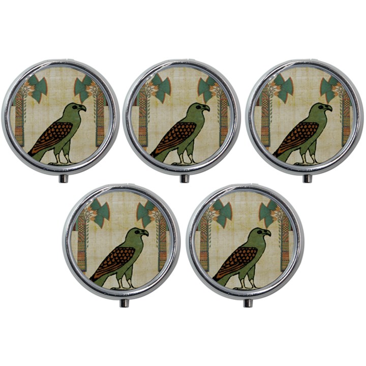 Egyptian Paper Papyrus Bird Mini Round Pill Box (Pack of 5)