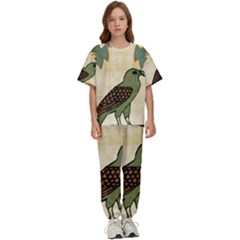 Egyptian Paper Papyrus Bird Kids  Tee And Pants Sports Set by Mog4mog4