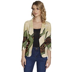 Egyptian Paper Papyrus Bird Women s One-button 3/4 Sleeve Short Jacket